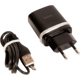 Зарядное устройство Hoco c12Q Smart QC3.0, кабель Micro USB, один порт USB, 5V, 3.0A, черный 819514 (артикул 18687030) – фото 1