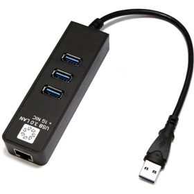 Сетевая карта 5bites USB 3.0 - RJ45 1 гигабит, 3-х портовый USB разветвитель 10см UA3-45-04BK (артикул 18304201) – фото 1