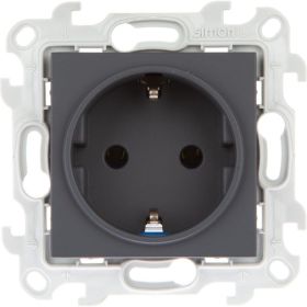 Розетка Simon 2К+З Schuko без шторок, графит 2450434-038 (артикул 16102816) – фото 1