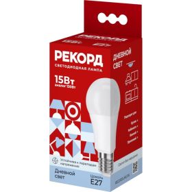 Светодиодная лампа РЕКОРД LED А60-U 15W Е27 4000К 23961 (артикул 24610287) – фото 1