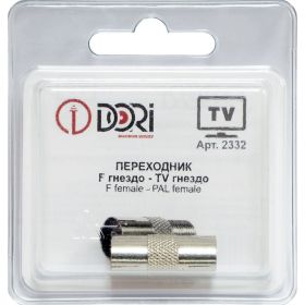 Переходник DORI F гнездо - TV гнездо металл 2332 (артикул 21239668) – фото 1