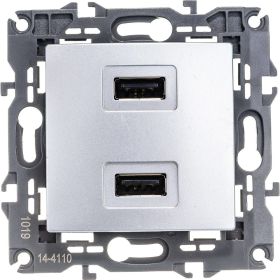 Зарядное устройство USB ЭРА 14-4110-03 230В/5В-2100мА, IP20, Elegance, алюминий Б0034360 (артикул 15904028) – фото 1