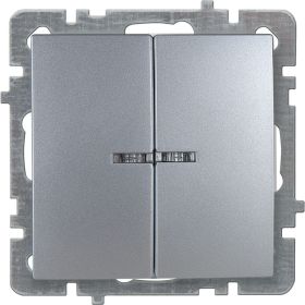 Механизм выключателя NILSON 2СП с подсветкой серебро Touran/Alegra metallic 24130404 (артикул 16352244) – фото 1