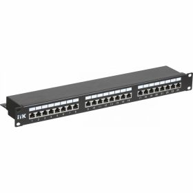 Патч-панель IEK ITK 1U кат.5Е STP, 24 порта Dual, с кабельным органайзером PP24-1UC5ES-D05 (артикул 19640268) – фото 1