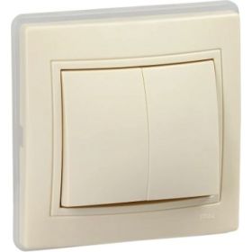 Выключатель IEK KVARTA 2кл ВС10-2-0-ККм-44 10А крем. KV-V20-10-44-K33 (артикул 21351136) – фото 1