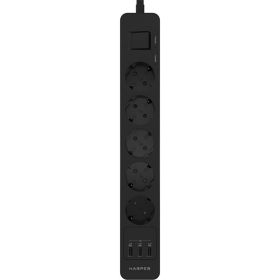 Удлинитель с USB зарядкой HARPER UCH-560 Black H00003013 (артикул 18373213) – фото 1