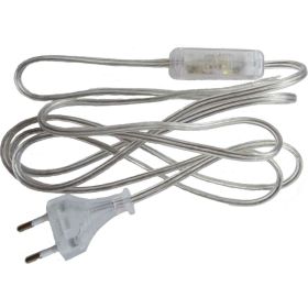 Сетевой шнур NE-AD 2A 250V, 2м с вилкой и выключателем, Прозрачный, 1/250, A2300-5200 (артикул 20617282) – фото 1