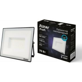 Светодиодный прожектор RITTER серия PROFI 230В 70 Вт 6500К 7000Лм IP65 черный 53409 3 (артикул 23833947) – фото 1