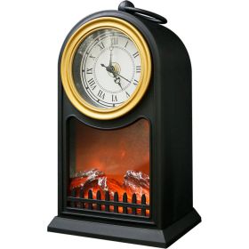 Светодиодный камин NEON-NIGHT Старинные часы с эффектом живого огня 14,7x11,7x25см USB 511-020 (артикул 16376363) – фото 1
