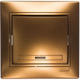 Выключатель с подсветкой Lezard, MIRA, золотой металлик, со вставкой, 701-1313-111 (артикул 16193075) – фото 1