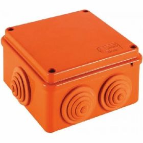 Огнестойкая коробка Экопласт JBS100 E110, о/п 100х100х55, 6 выходов, IP55, 3P, цвет оранжевый 43307HF (артикул 16418481) – фото 1