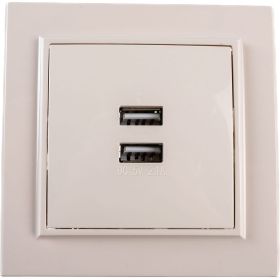 2-местная розетка USB EKF Минск СП 2,1А бежевая SQERR-2USB-200 ERR-2USB-200 (артикул 16154195) – фото 1