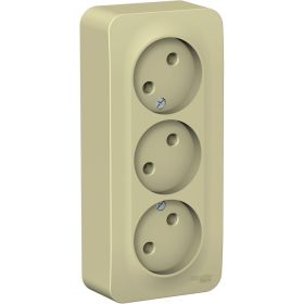 3-местная розетка Schneider Electric открытой проводки Blanca 16А IP20 250В без заземления бежевый BLNRA000317 (артикул 18145237) – фото 1