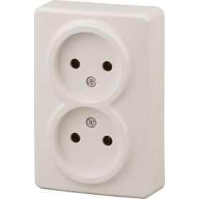 Розетка ЭРА 11-2202-02 2х2P, 16A-250В, IP20, открытой установки, Эксперт, слоновая кость Б0020683 (артикул 15980782) – фото 1