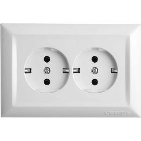 Двойная розетка Vesta Electric Roma c заземлением F00050200BEL (артикул 23300505) – фото 1