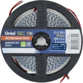 Светодиодная лента Uniel 180LED/m-10mm-IP20-DC24V-17W/m-5M-6500K катушка в герметичной упаковке UL-00007644 (артикул 19567830) – фото 1