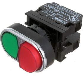 Нажимная сдвоенная кнопка Emas красно-зелёная, выступающая, 250 В AC, 4А B102K21KY (артикул 16294169) – фото 1