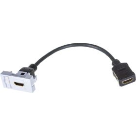 Вставка LANMASTER Mosaic 22.5x45 с адаптером HDMI, мама-мама, белая LAN-SIP-22HDMI-WH (артикул 16466353) – фото 1