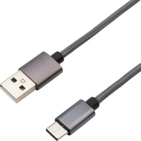 Кабель USB Type-C - USB REXANT 3 A нейлоновая оплетка графит 1 м 18-1896 (артикул 21956044) – фото 1