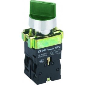 Переключатель CHINT NP2-BK12365 2 полож. с фиксацией 1НО+1НЗ зеленый AC 230В (LED) IP40 575496 (артикул 22905267) – фото 1