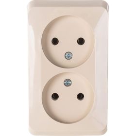Двухместная розетка Schneider Electric ОП Этюд 16А IP20 без заземл. кремовая PA16-005K (артикул 15873779) – фото 1