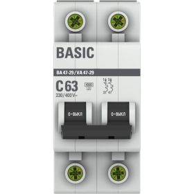 Автоматический выключатель EKF Basic ВА 47-29, 2P, 63А, 4,5кА, SQ mcb4729-2-63C (артикул 16145765) – фото 1