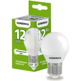 Светодиодная лампа GENERICA G45 шар 12Вт 230В 4000К E27 LL-G45-12-230-40-E27-G (артикул 25127865) – фото 1