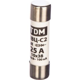 Плавкая вставка TDM ПВЦ-С2 10х38 aR быстродействующая 25А SQ0729-0046 (артикул 15740091) – фото 1