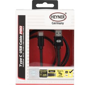 Кабель Heyner Премиум Type C USB 3.0, до 5Gb/сек, быстрая зарядка, 1м Черный 511310 (артикул 16552497) – фото 1