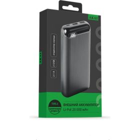 Внешний аккумулятор AKAI BE-20002, 20 000 mAh, черный BE-20002 черный (артикул 21356992) – фото 1