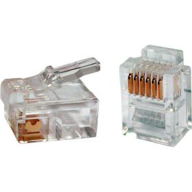 Телефонный разъем Hyperline PLUG-6P6C-P-C2-100 RJ-12(6P6C), 3 µ""/ 3 микродюйма, 100 шт 49378 (артикул 19590048) – фото 1