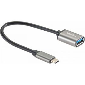 Кабель-адаптер Telecom, Type-Cm -- USB 3.0 Af, OTG, 1,5A, 5,0 Gbps, Alum grey 0,2m TC409M (артикул 16372122) – фото 1