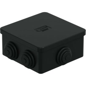 Распределительная коробка Экопласт JBS080 о/п 85x85x40, 6 выходов, IP44 цвет черный, подходит для монтаж. пистолета 44006BL-1 (артикул 23435901) – фото 1