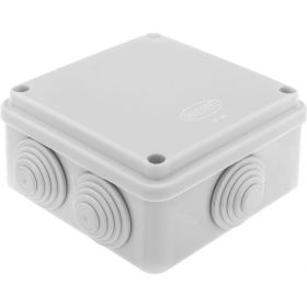 Распределительная коробка GUSI ELECTRIC 100х100х50 6 муфт д32, крышка на винтах, IP55, ОП, серый С3В106 Евро (артикул 16032763) – фото 1