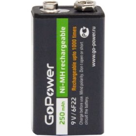 Бытовой аккумулятор GoPower Крона 6F22 BL1 NI-MH 9V 250mAh 00-00017020 (артикул 22970385) – фото 1