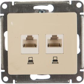 Механизм компьютерной розетки Schneider Electric 2-м Glossa RJ45+RJ45 кат.5е бежевый SchE463578 GSL000285KK (артикул 15788759) – фото 1
