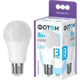 Светодиодная лампа ФОТОН LED A60 8W E27 6500K 23421 (артикул 15990255) – фото 1