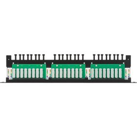 Панель NIKOMAX 19, 0.5U, 24 порта, Кат. 5е, черная NMC-RP24UD2-HU-BK (артикул 15740683) – фото 1
