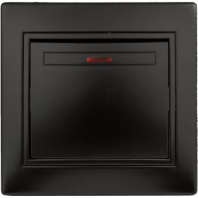Выключатель Intro Plano 1-102-05 одноклавишный с подсветкой, 10А-250В, IP20, СУ, антрацит, Б0053734 (артикул 20773035) – фото 1