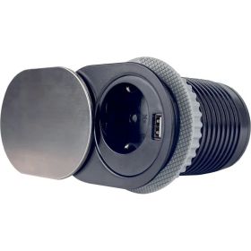 Выдвижной встраиваемый розеточный блок GTV на 1 EURO розетки и 1 USB AE-BPW1S1UCH-51 (артикул 18615667) – фото 1