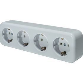 4-местная розетка SVET RA 16-445-Белый открытой установки с заземлением EV0311-0021 (артикул 20213854) – фото 1