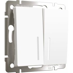Двухклавишный выключатель WERKEL W1120161 с подсветкой белый матовый a059273 (артикул 23348349) – фото 1