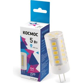 Светодиодная лампа КОСМОС 5Вт G4 220В 4500К, керамика, LksmLED5wJCG4220v45 (артикул 25684731) – фото 1