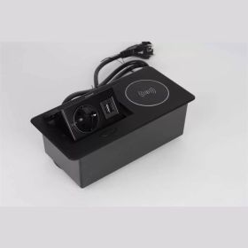 Выдвижной блок розеток SETE выдвижная розетка с 1 EURO розеткой, 2 USB, беспроводная зарядка, черная, SBT-1UCW-20 (артикул 23273703) – фото 1