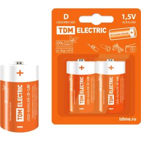 Элемент питания TDM LR20 D Alkaline 1,5V BP-2 SQ1702-0012 (артикул 23285895) – фото 1