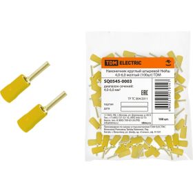 Штыревой круглый наконечник TDM НкИш 4,0-6,0, желтый, 100 штук SQ0545-0003 (артикул 20040850) – фото 1