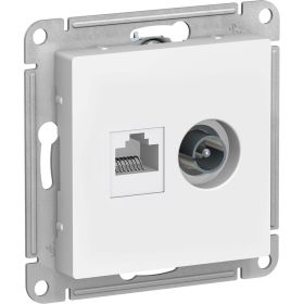 Механизм розетки Schneider Electric 2-м ATLAS DESIGNRJ45 кат. 5E+TV белый ATN000189 (артикул 15873798) – фото 1