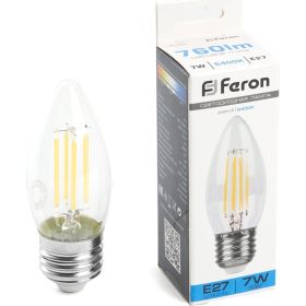 Светодиодная лампа FERON LB-66 Свеча E27 7W 6400K, 38272 (артикул 25434189) – фото 1