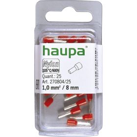 Конечная изолированная гильза HAUPA цвет красный 1/8 упаковка 25 шт. 270804/25 (артикул 16673300) – фото 1