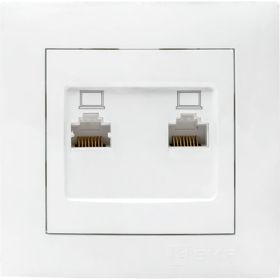 2-местная компьютерная розетка EKF Валенсия, RJ-45 белая PROxima EWK02-035-10 (артикул 16373719) – фото 1